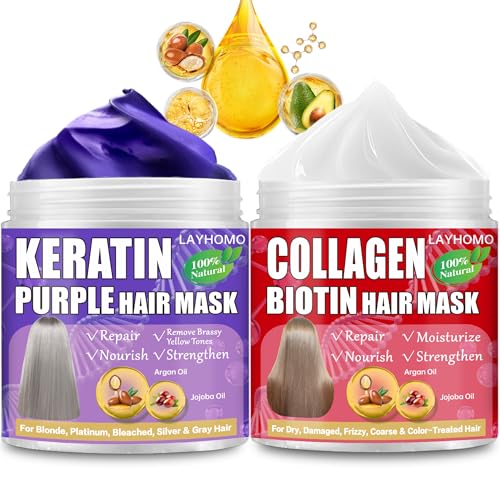 Purple Hair Mask & Collagen Keratin Treatment Set for Blonde Hair
