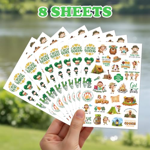 Girl Sccout Temporary Tattoos, 300+ Cute Girl Sccout Tattoo Stickers, Junior Brownie Scouts Cookies Party Favors Decorations for Girls Kids Cub Scouts Supplies Prizes Rewards