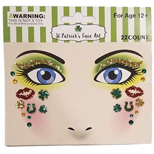 St Patrick's Day Tattoos - Temporary Glitter Face Art | Embellishments Costume for Parade Party School | Over 125 Pieces