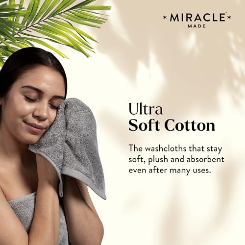 Miracle Made Soft Face Towel, Long-Staple Silver-Treated Cotton Fabric ? Fade Resistant, Highly Absorbent, Quick-Drying Wash Cloth, Stone