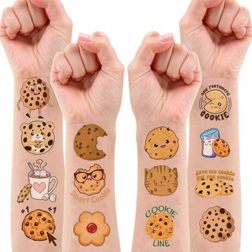 96PCS Cookie Temporary Tattoos - 8 Sheets Party Favors