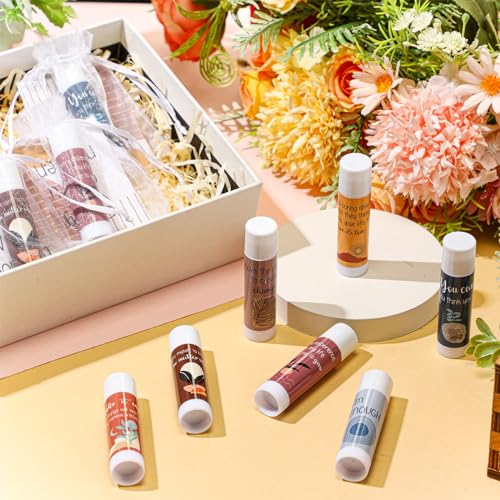 Leelosp 100 Sets Christmas Thank You Gift Lip Balm Bulk, Positive Affirmation Gifts Set with Positive Daily Affirmation Cards, Inspirational Appreciation Gift for Stocking Stuffers