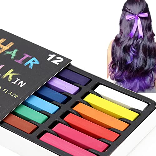 Joyeee 12 Color Washable Hair Chalk - Temporary Hair Dye