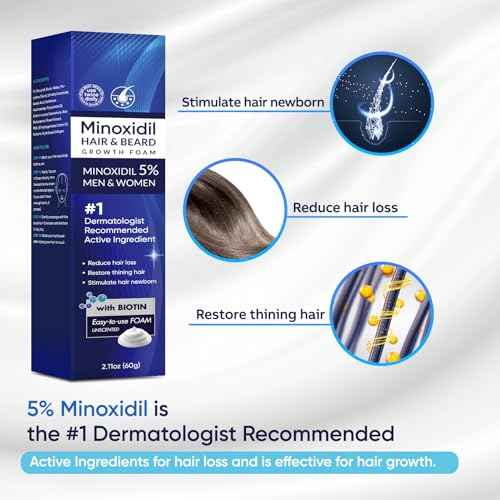 5% Minoxidil Foam for Men and Women, Minoxidil for Men Foam for Hair and Beard, Minoxidil for Women Hair Growth (12 Ounce)