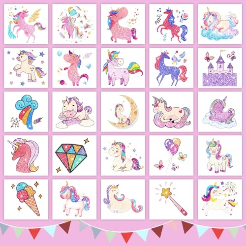Glitter Temporary Tattoos for Kids, 50 Sheets - Party Favors