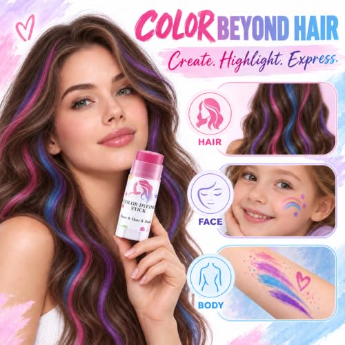 PPUPXQZ Temporary Hair Color Stick - 9 Pearl Washable Shades for Hair, Face & Body