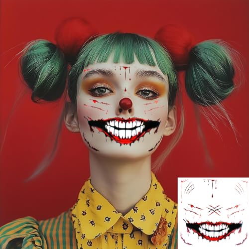 Halloween Scary Face Tattoos, 11 Sheets Waterproof Stickers