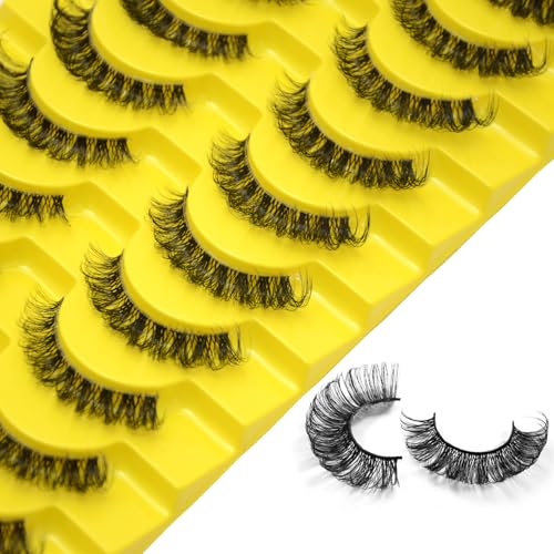 Cat Eye Russian Strip Lashes - 10 Pairs Faux Mink Fluffy