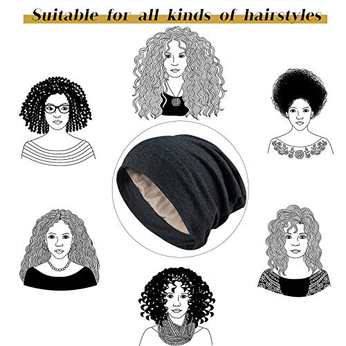 100% Genuine Mulberry Silk Roomy Satin Lined Sleeping Cap for Curly Hair Dreadlocks Adjust Head Size 18"-32" Unisex