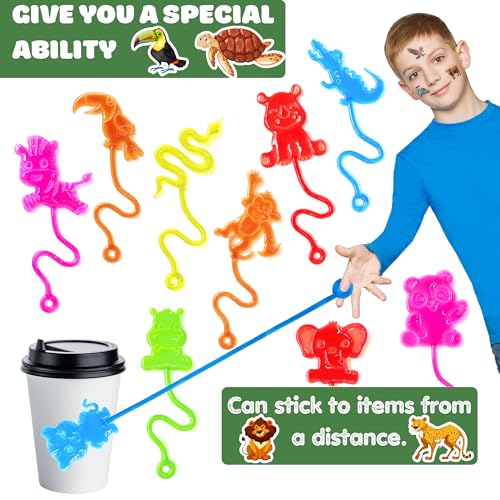 48PCS Animal Jungle Party Favors - 24PCS Temporary Tattoos & 24PCS Stick Hands Party - Perfect Birthday Party Supplies, Goodie Bag Stuffers, Treasure Box Toys, Classroom Prizes, and Student Gifts
