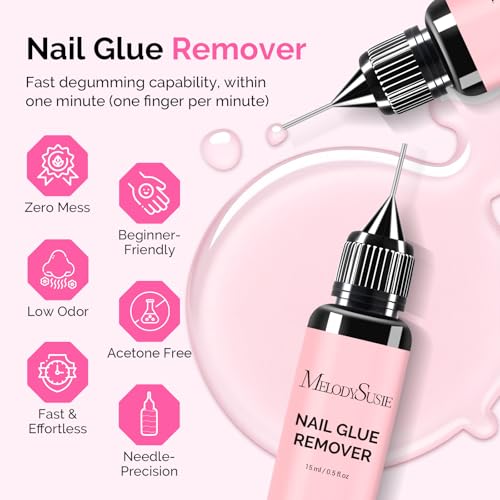 MelodySusie Acetone Free Nail Glue Remover for Press On Nails - 2 Pack (15ml)