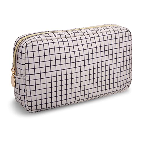 UIXIZQ Small Checkered Nylon Makeup Bag Pouch Waterproof Travel Toiletry Organizer