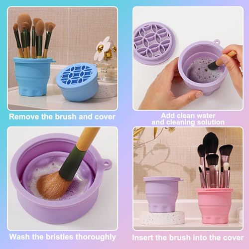 Makeup Brush Cleaner Mat & Holder - Foldable Silicone Organizer