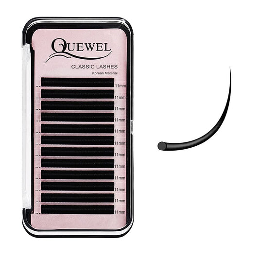 QUEWEL Eyelash Extensions Classic 0.15mm C Curl 11mm Supplies Matte Black Individual Eyelashes Salon Use|0.03/0.05/0.07/0.10/0.15/0.20mm C/D Single 8-18mm Mix 8-15mm/10-15mm|（0.15 C 11mm）