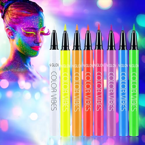 CCbeauty 8 Colors Neon Liquid Face Paint Pen - Waterproof UV