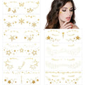 Glitter Face Tattoos Temporary Gold Metallic - 10 Sheets