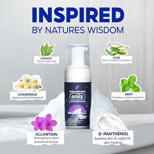 Masculine Foam Perfume Intimate Wash for Men, Triple-Barrier Intimate Defense - Prevents Odor & Itching, Natural Ingredients, pH Balance - Sweet & Alluring Aroma 3.38 fl. oz