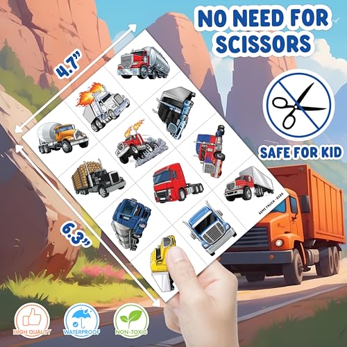 96 Piece Semi Truck Temporary Tattoos for Kids