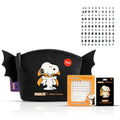 Profusion Cosmetics Peanuts Snoopy Cosmetic Bag with Face & Body Gems and Exclusive Enamel Pin - Spacious Storage Bag with Sparkling Self-Adhesive Diamond Shape Gems and Limited Edition Pin Makeup Set