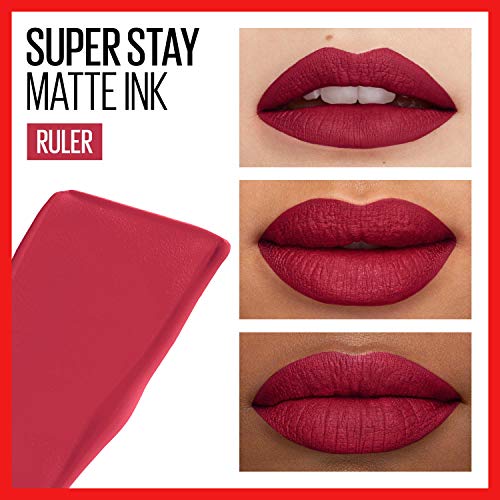 Maybelline Super Stay Matte Ink Liquid Lipstick Makeup, Long Lasting High Impact Color, Up to 16H Wear, Ruler, Deep Cranberry, 1 Count