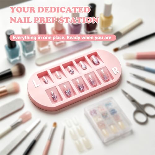 Press-On Nail Organizer Tray with 10 Slots & L/R Markers