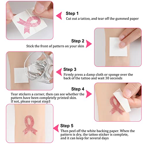 Breast Cancer Awareness Glitter Tattoo Stickers - 240 Pcs