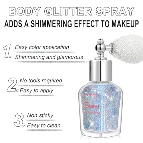 Body Glitter Spray - Rainbow Shimmer for Face, Hair & Nails