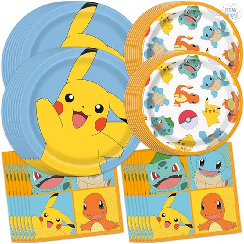 Pokemon Party Plates & Napkins Set for 16 Guests