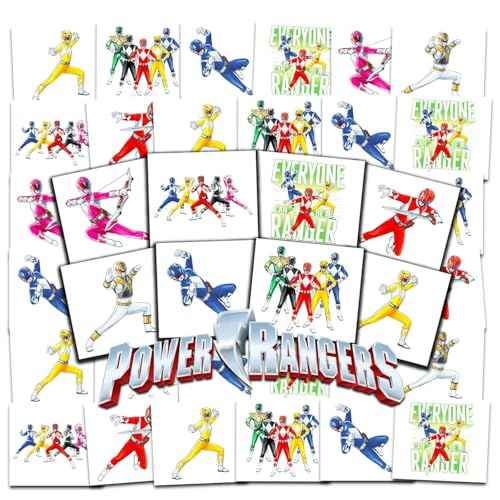 Power Rangers Temporary Tattoos Party Favors Bundle ~ 70+ Perforated Individual 2" x 2" Power Rangers Tattoos for Kids Boys Girls (Power Rangers Party Supplies MADE IN USA)