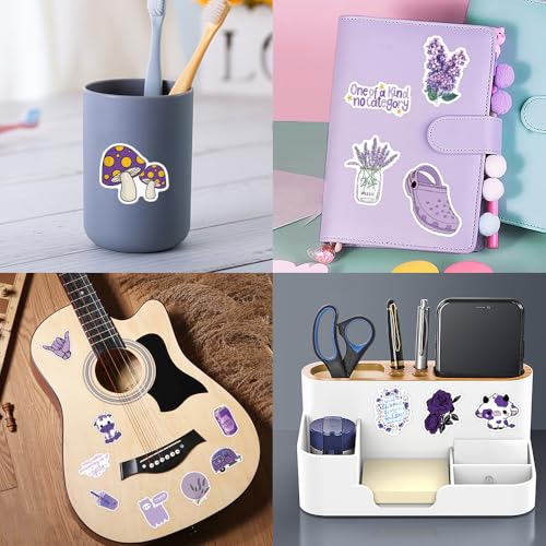 60 Pack Purple Aesthetic Stickers - Waterproof Vinyl Decals