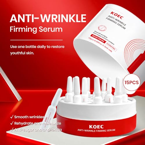 Wrinkle-Reducing Firming Serum with Niacinamide and Hyaluronic Acid - Helps Visibly Refine Skin Texture and Even Out Skin Tone - for Most Skin Types - 15pcs-0.05 fl oz