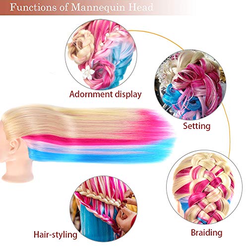 Mannequin Training Head 28" Synthetic Hair with Clamp