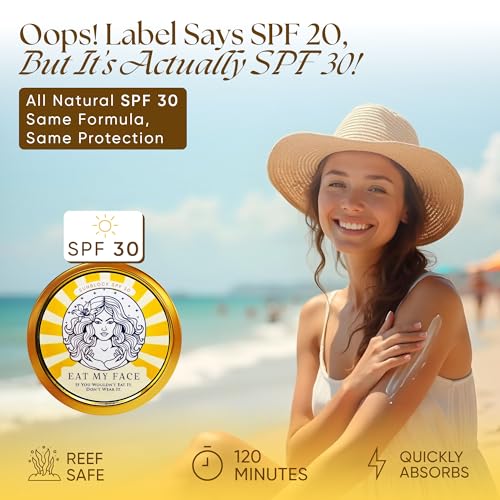 Eat My Face BEEF TALLOW Reef Safe Sunscreen SPF 30 ? Non Nano Zinc Oxide ? Water Resistant, Organic ? Moisturizing Sunblock for Face & Sensitive Skin ? 4oz Tin "If You Wouldn't Eat It, Don't Wear It!"