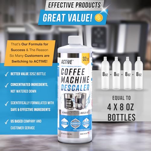 ACTIVE Coffee Machine Descaler 32oz Liquid - Compatible with Keurig, Nespresso & More
