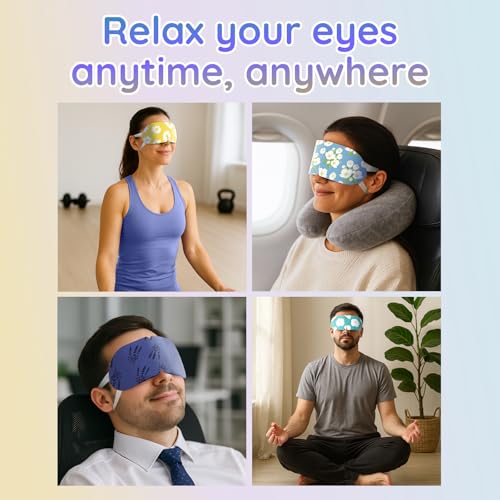 16 Pack Steam Eye Mask Variety Set Lavender Chamomile Jasmine and Unscented, Heated Eye Masks for Dry Eyes Puffiness and Relaxation, Self Heating Warm Compress for Sleep and Travel