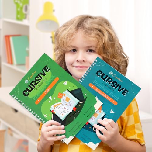 Cozodome Grooved Cursive Handwriting Workbook for Kids, Reusable Magic Practice Book
