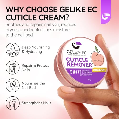 Professional Cuticle Cream for Dry Cuticles - Gelike EC, Peach Scent
