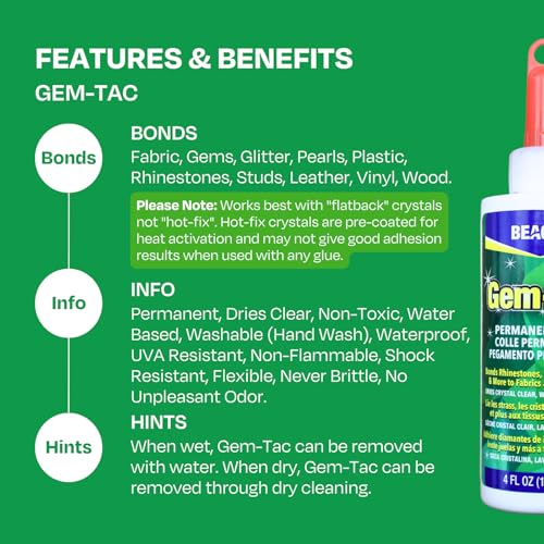 Beacon Gem-Tac Permanent Clear Glue for Embellishments 3-Pack, Fine Tip Applicator