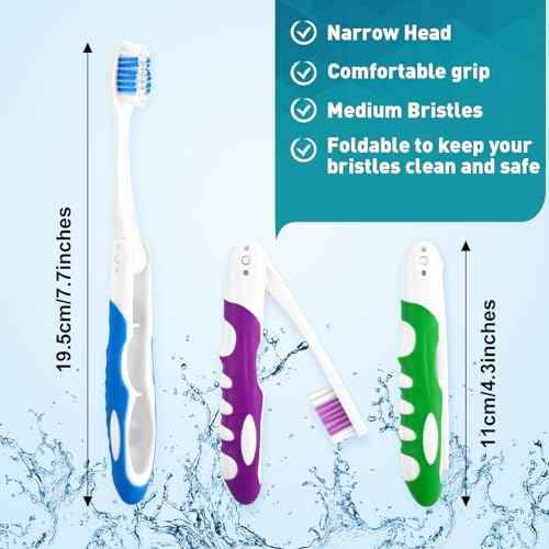 Navona 20 PCS Travel Toothbrush Set, Travel Size Toothbrush, Folding Mini Toothbrushes, Portable Individually Wrapped Bulk Toothbrushes, Medium Bristles for Camping, Hiking, School