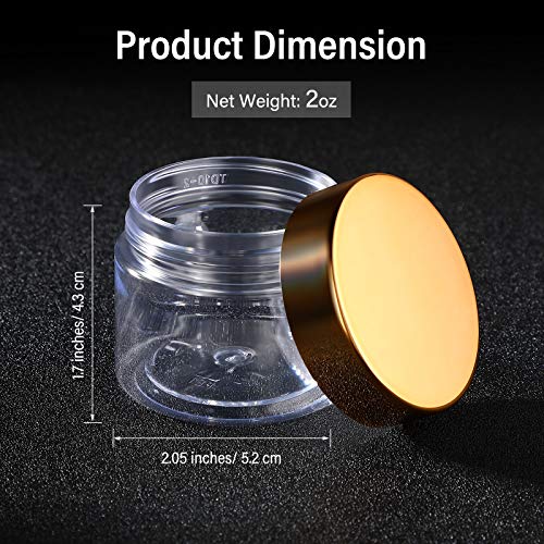 SATINIOR 24pc Clear Plastic Jars with Gold Lids - 2oz Round Storage Containers