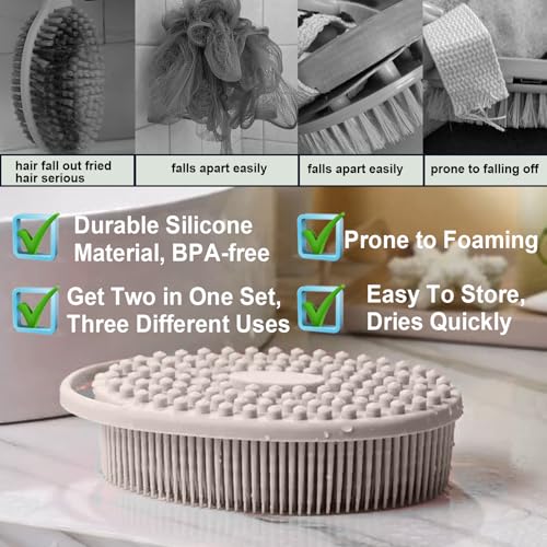 Silicone Body Scrubber Loofah Set of 2 Dual-Sided Exfoliating