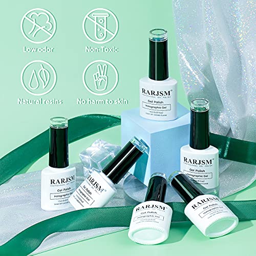 RARJSM Holographic Gel Nail Polish Set - 6PCS Turquoise Green