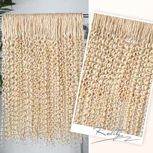 WIGER Full Set Double Ended Platinum Blonde Curly Dreads Extension for Women DE Blonde Wavy Dreadlock Handmade Synthetic Soft Dreadlock Crochet Hair (50 Strands Curly Dreads, 613)