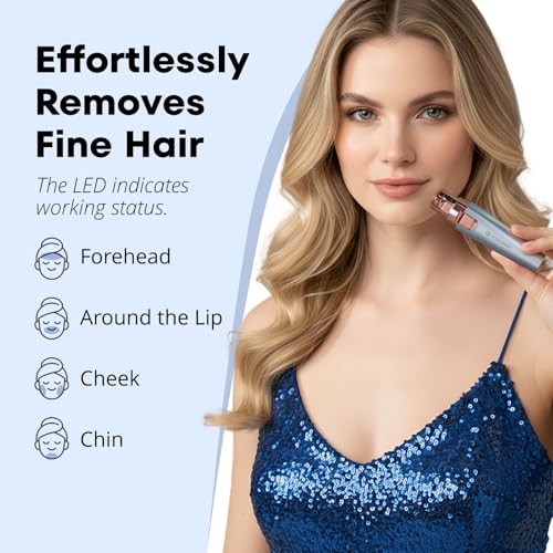 VG VOGCREST Sky Blue 2-in-1 Facial & Eyebrow Trimmer, Painless USB Rechargeable with LED Light
