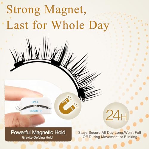 Ginani Magnetic Lashes,Magnetic Eyelashes with Applicator for Valentine's Day,No Glue Needed Reusable Magnet Eyelashes Kit for Use(Simple)