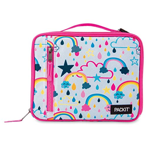 PackIt Freezable Classic Lunch Box, Rainbow Sky, Built with EcoFreeze Technology, Collapsible, Reusable, Zip Closure With Zip Front Pocket and Buckle Handle, Perfect for School Lunches