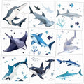 Cheerland Pre-Cut Shark Tattoos for Under The Sea Birthday Party Decorations Shark Week Ocean Sea Animal Themed Sticker Temporary Tattoo Party Favors Supplies School Rewards 108 Pcs