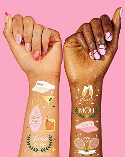 xo, Fetti Bachelorette Party Temporary Tattoos - 48 Gold Foil Designs
