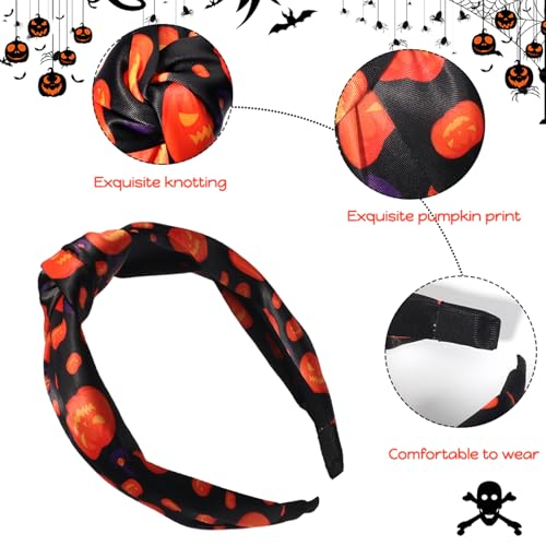 HAKJXOS Halloween Headbands for Women Men Pumpkin Witch Hat Hair Accessories for Women Black Headband Halloween Knot Design Head Bands for Women Hair Cute Non Slip Hair Bands Styling Accessories