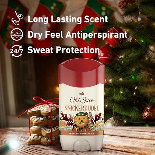 Old Spice Antiperspirant & Deodorant for Men, Holidudes Limited Edition, 24/7 Sweat Protection, Stocking Stuffer, Snickerdudel Sugar Cookie Scent, 2.6 oz